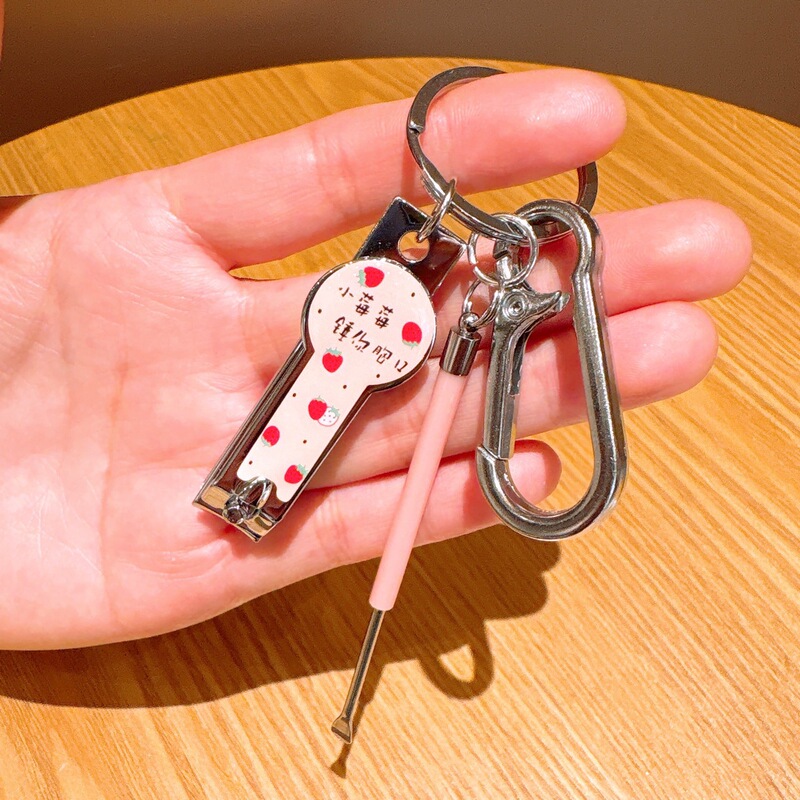 Creative Cute Cartoon Panda Keychain Oblique Nail Clipper Bestie Couple Bag Pendant Car Key Pendant