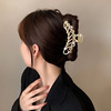 Metal retro hairgrip from pearl, big crab pin, shark, hair accessory, cat's eye, Korean style, wholesale