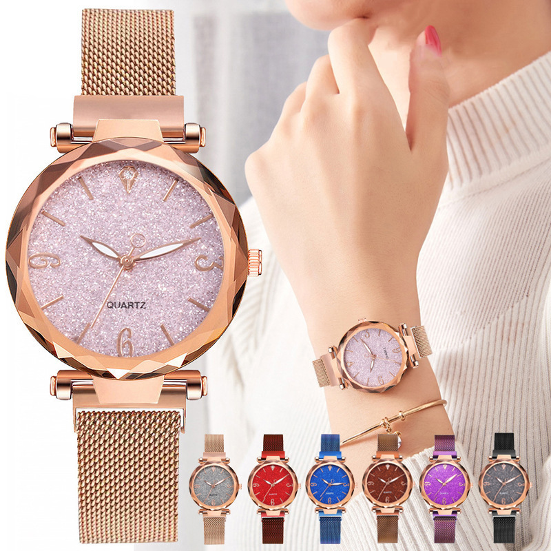 2023 Venta caliente transfronteriza ins Imán de reloj digital para mujer Milán con cielo estrellado cara Rosa reloj de cuarzo para estudiante femenina
