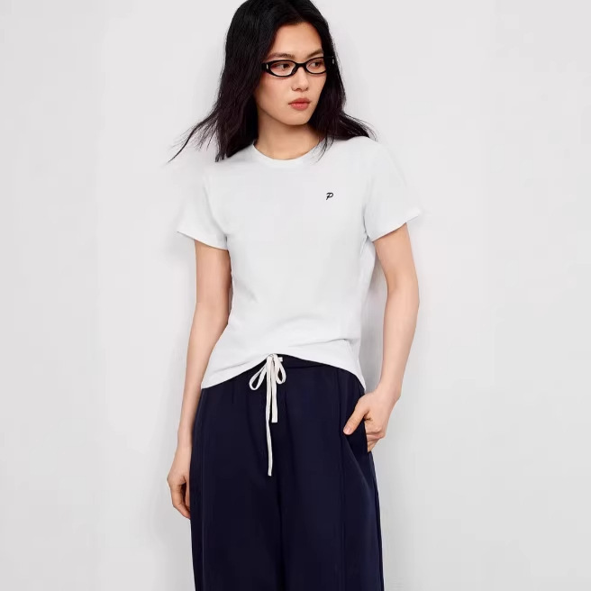 2026 Spring New Style Pure White Short-Sleeved Cotton T-Shirt Women's Simple Round Neck Top 4H4101441X