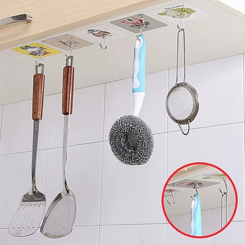 Non-piercing holeless hook, multi-functional household invisible adhesive hook, kitchen and bathroom back of the door cute cartoon pattern hook