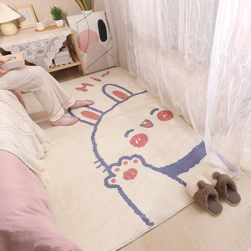 地毯卧室少女ins风床边地毯房间毛绒可爱短毛卡通床前儿童小地垫