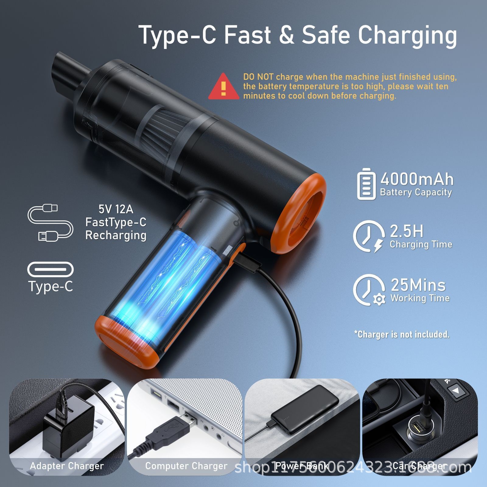 Wireless Car Vacuum Cleaner, Suction and Blowing All-In-One, Handheld, Small, Household, High Suction Power, Rechargeable Car Cleaner