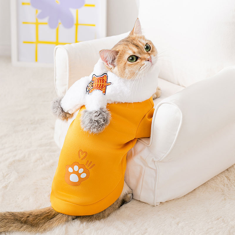 Ropa de gato con set bufandas otoño y invierno camisetas de lana delgada cachorro perro pequeño cachorro ropa de dos patas ropa de mascotas