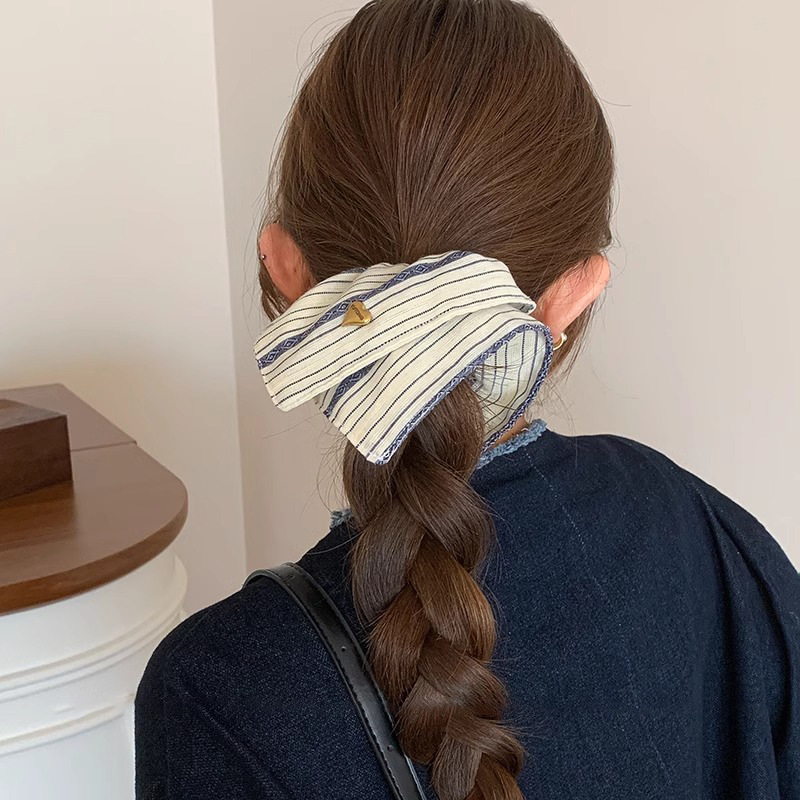 Sen serie retrógrado rayas cuadradas anillo de cabello cuadrado toallas cuerdas de cabello feminino nuevo atado cuerdas de cabello correa sensación de alto nivel