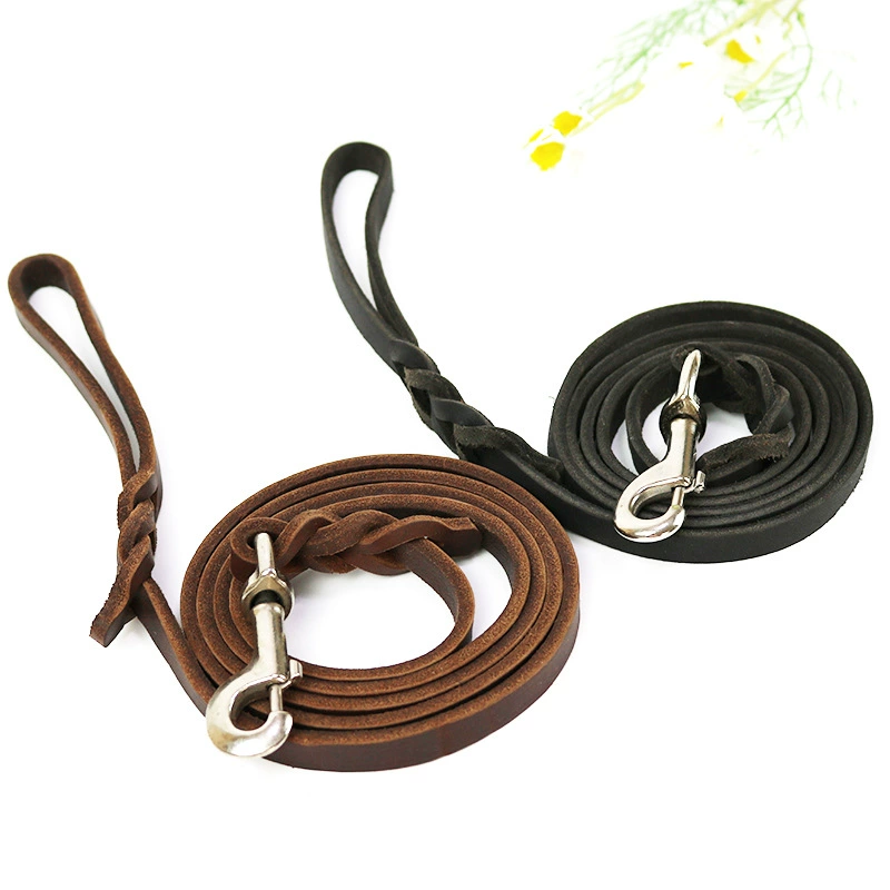 Leather Dog Leash, Premium Genuine Leather, Multiple Lengths (120–260 cm), 0.4 cm Thick