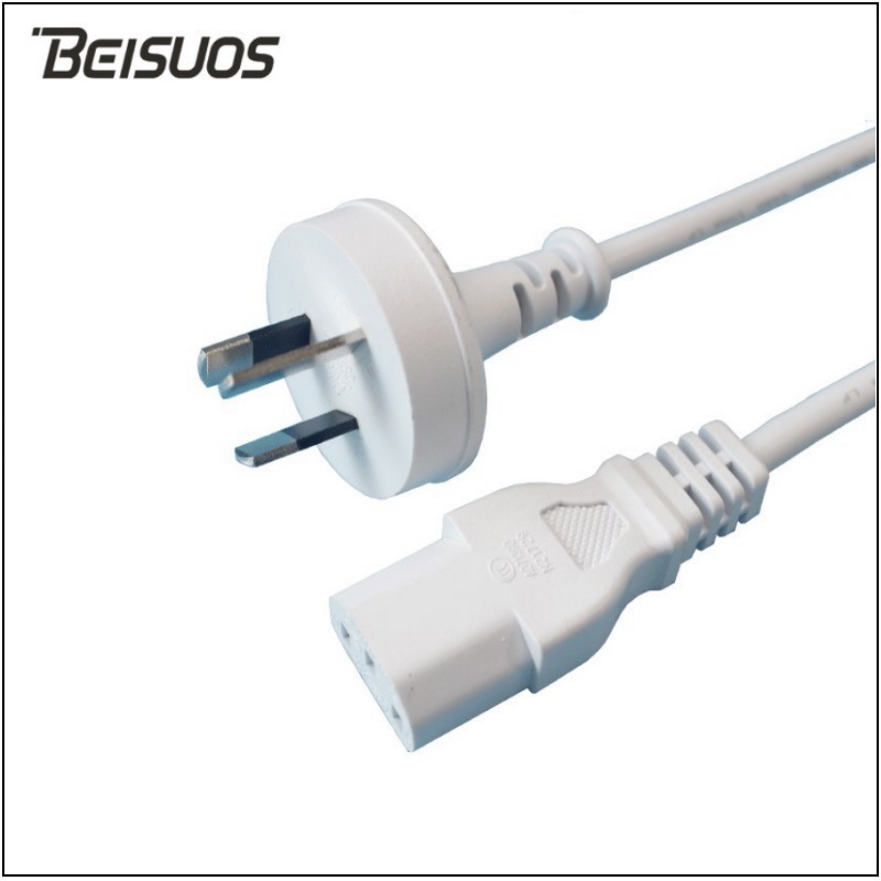 SAA澳规三插品字尾电源延长线澳大利亚澳式插头线澳洲白色电源线