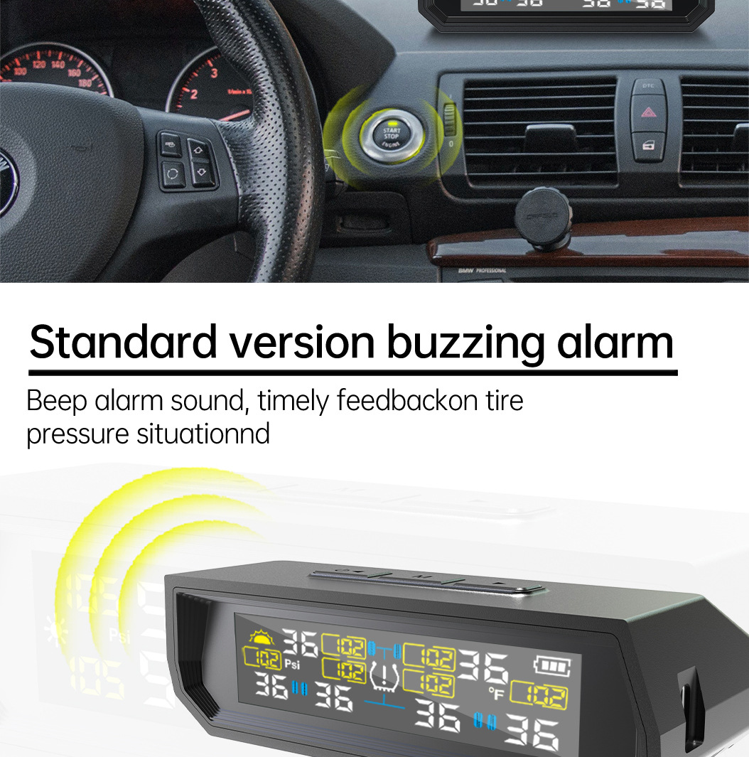 T17-6 Wheel-Mounted Tire Pressure Detector Solar-Powered Tire Pressure Monitoring High-Precision Wireless Rv Tire Pressure Tpms Cross-System