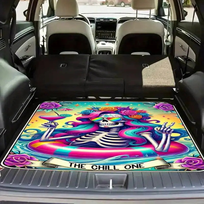 Temu American Clown Skull Car Trunk Mat Home Car Wear-Resistant Dust-Proof Mat Dirt-Resistant Anti-Slip Car Mat