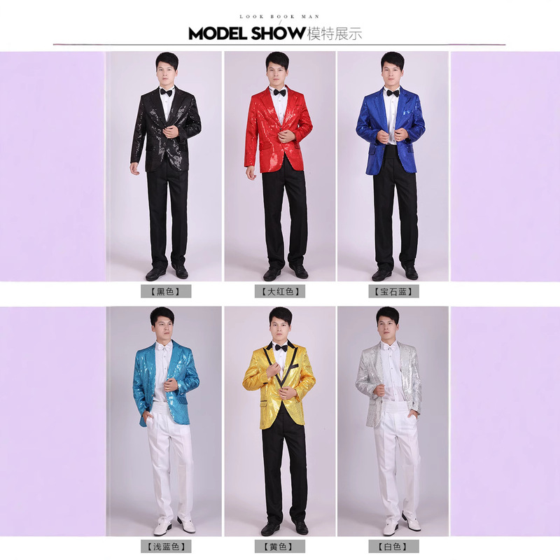 Men's Dress Korean Style New Arrival Costume Men's Sequin Suit Chorus MC Host Singer Costume