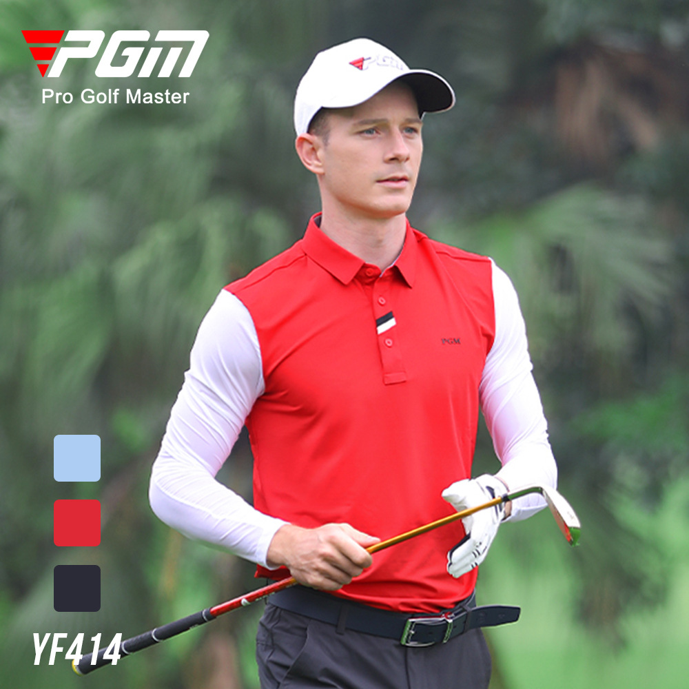 Áo thun golf nam dài tay cổ tròn vải thể thao co giãn — YF414-màu đỏ, YF414-màu xanh hải quân, YF414-màu trắng, YF414-màu xanh nhạt