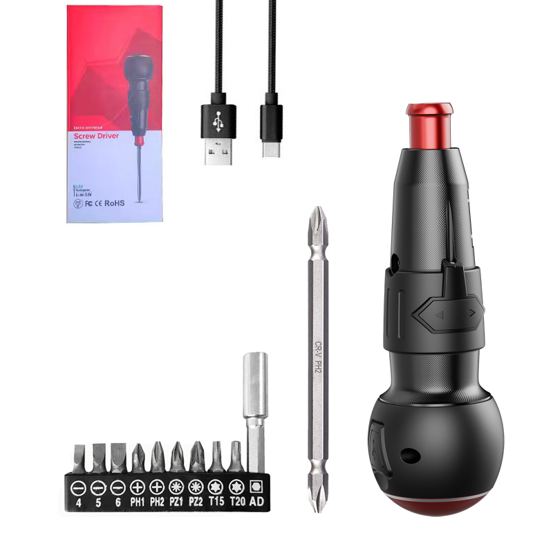 Kit de destornillador eléctrico doméstico tipo litio recargable destornillador taladro eléctrico herramienta multifuncional lámpara LED image 1