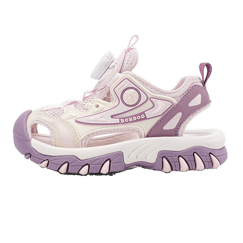 Babudou zapatos de playa para niñas verano nuevo estilo niño mediano y grande botón sandalias Baotou sandalias deportivas para niños