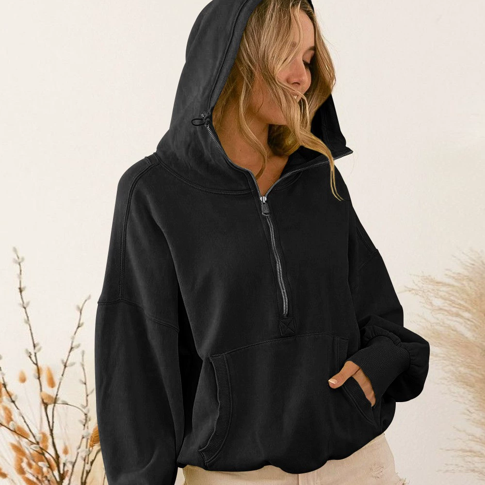 Hoody, sports long-sleeve with zipper, jacket, Amazon, European style, drawstring