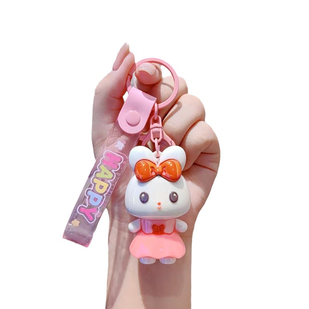 Caricatura creativa adorable pegamento suave galvanizado conejo muñeca llavero de automóvil mujer moda hermosa bolsa colgante regalo