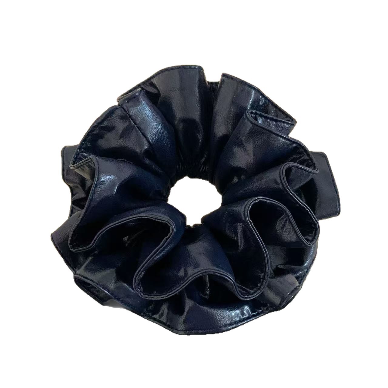 Elegant bruin pu leer scrunchie haarband voor dames stijlvol_voghion.com