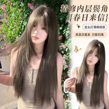 假发全头女升级全精修内鬓角逼真长直发空气刘海网红自然光全头套