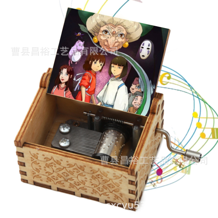 木製の手作りオルゴール創意カラープリント千と千尋のオルゴール木製の手を振ってオルゴールクロスボーダー専用です。