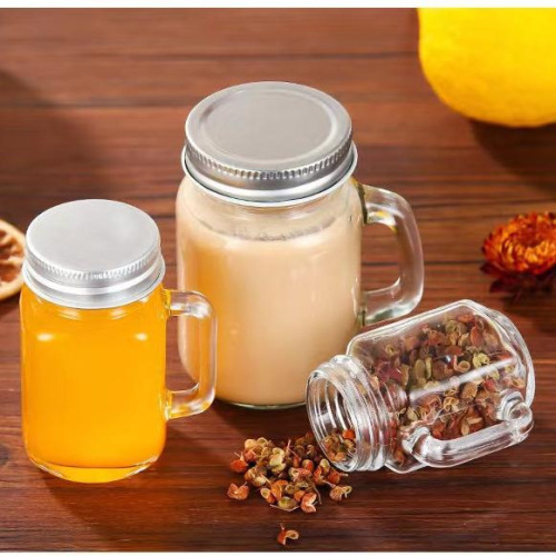 Bottle Mini Glass Cup Concentrated Jam Pouch Jar Cup Nut Mason Jar Handle Cups