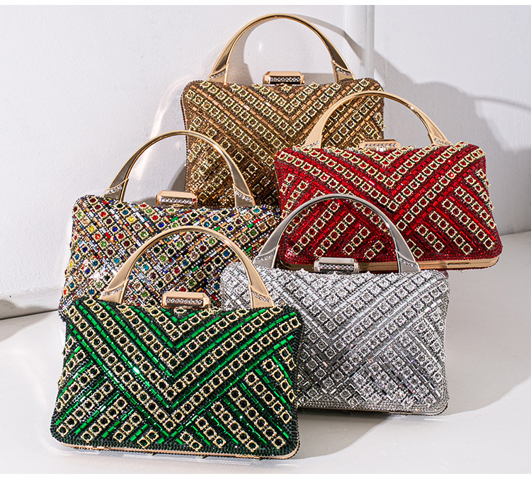 562g Weight Polyester Lining Material Nylon Color Block Square Evening Bags