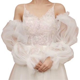 Puff Sleeve Studio Makeup Gloves Wedding Dress Hand Sleeve Bridal Wedding Dress White Red Black Gloves