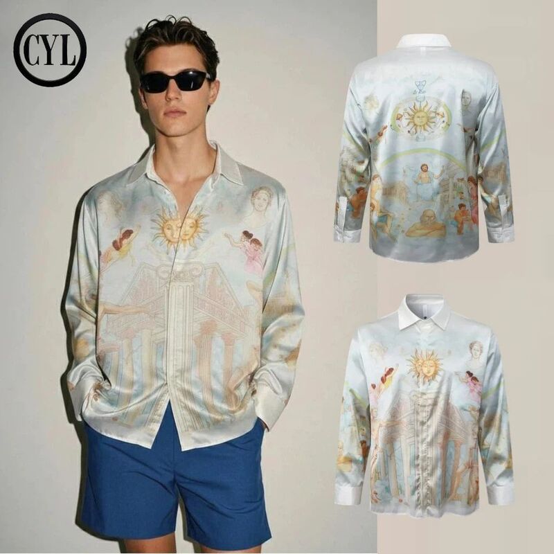 【Cyl】【S&Y】Casa High-End Satin Shirt Long-Sleeved Men's Niche Trendy Baroque Style Shirt