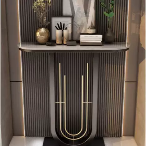 新中式岩板轻奢极简玄关桌现代简约入户靠墙艺术条案端景台柜客厅