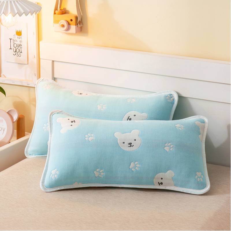 스위트 베어 블루 거즈 베갯잇