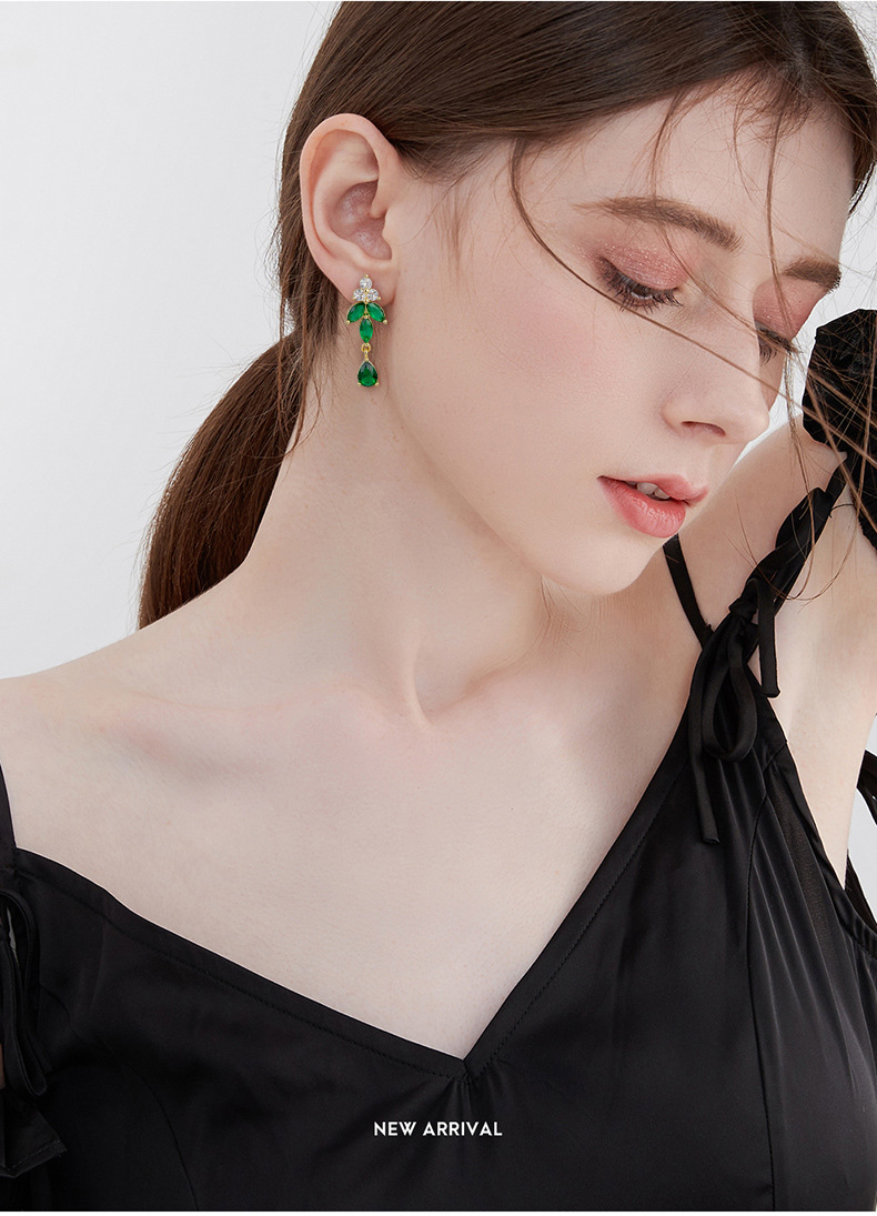 22g Weight Zircon Inlay Material Earrings, Necklace Classification Earrings + Necklace Quantity Weekend, Lawn Occasion Copper Material Water Droplets Pattern All Seasons Season Women's Gender Classic Style Style Water Droplets Copper Classic Style Earrings Necklace 3