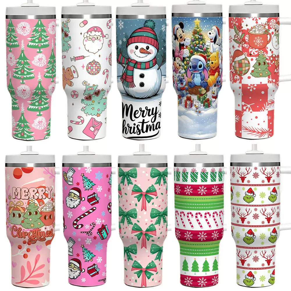 跨境新款圣诞节冰霸杯40oz二代手柄汽车杯大容量tumbler保温杯