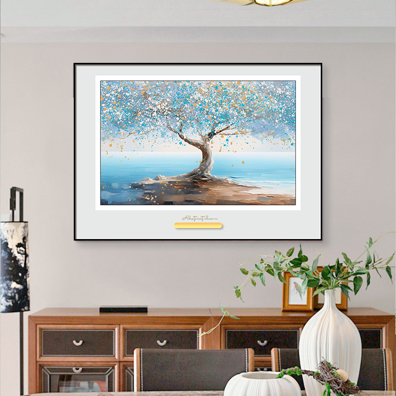 Fondo de sala de estar moderno y simple pintura al óleo de paisaje pastoral pintura de restaurante pintura de cabecera de dormitorio hermosa pintura de paisaje de flores