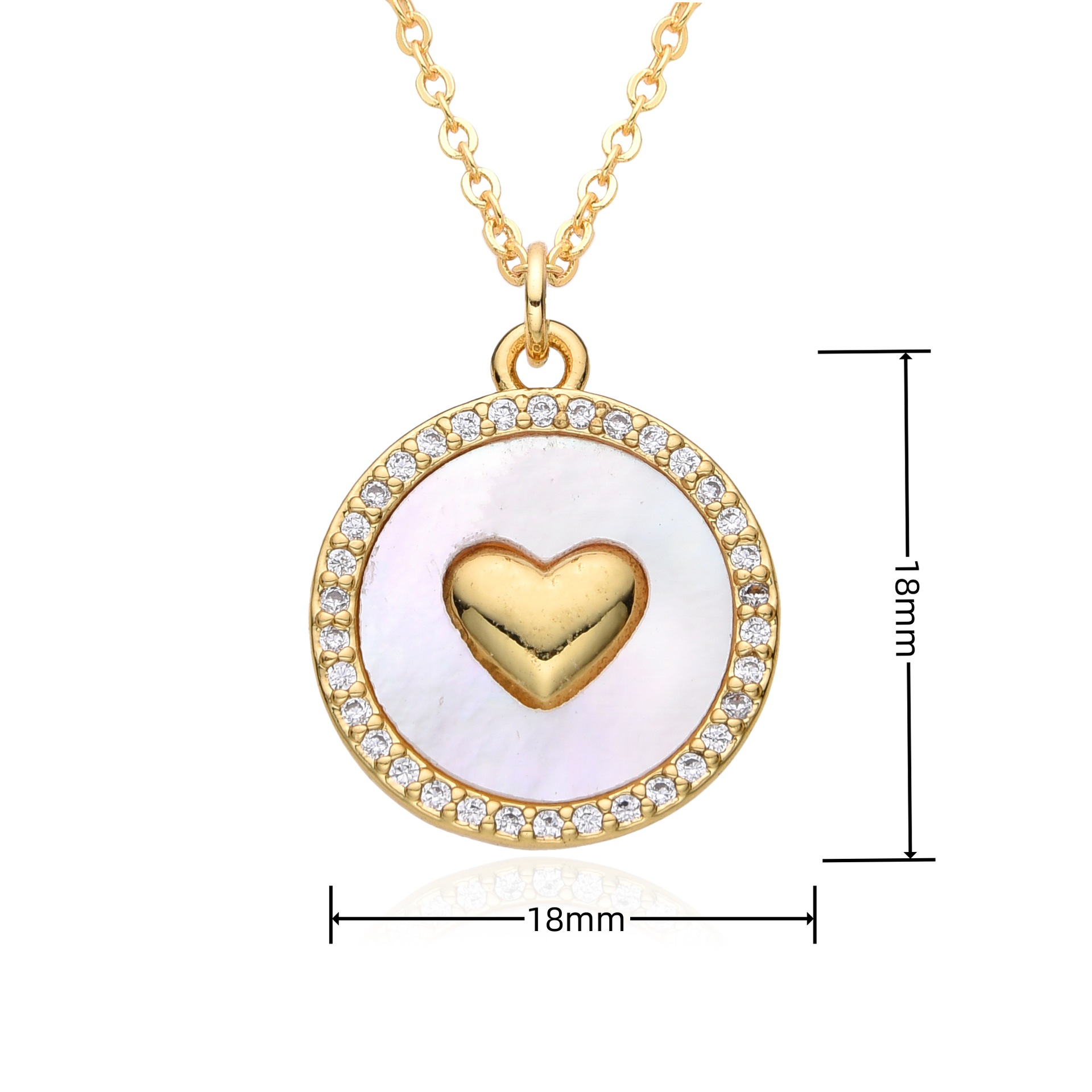 Inlay Design Copper Inlay Heart Shape Zircon Pendant Necklace