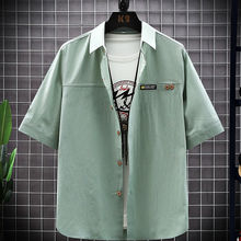 山力达迪男士棉衬衫中袖新款五分袖夏季韩版七分袖休闲衬衣潮流