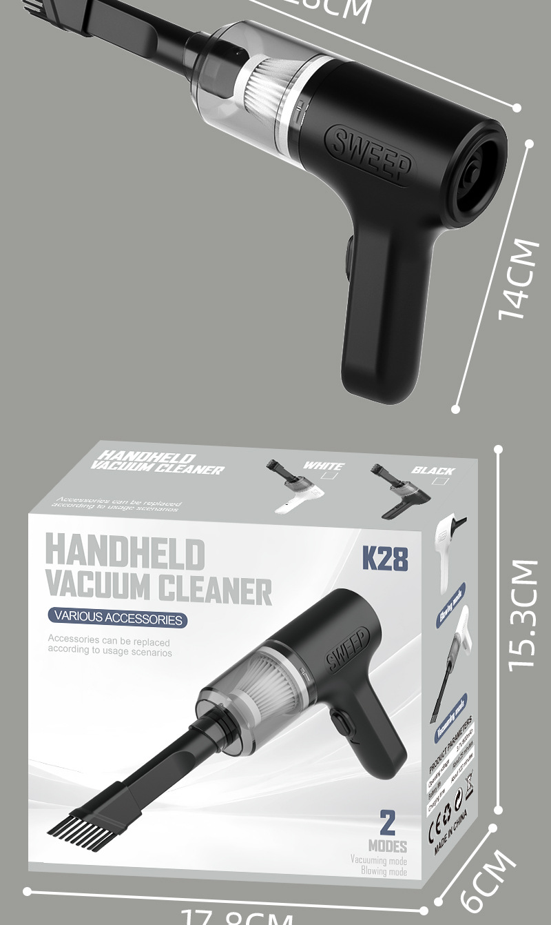 Wholesale New Car Vacuum Cleaner, Wireless, Portable, High-Power, Dual-Purpose Suction and Blowing Mini Vacuum Cleaner, Cross-Border, Strong Suction