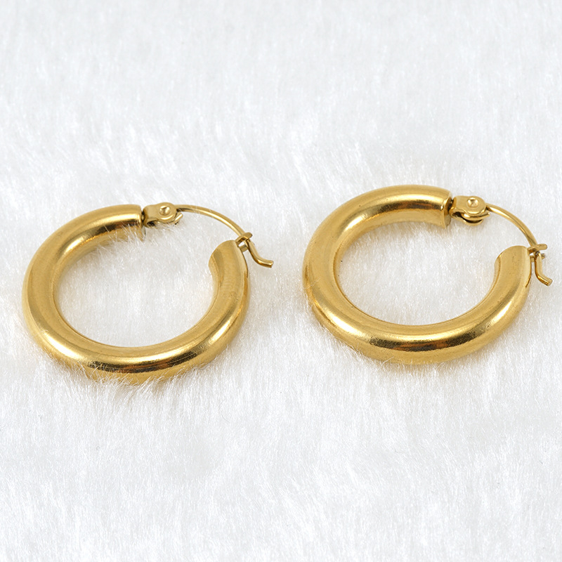 Mode Rond Acier Au Titane Placage Boucles D'oreilles Cerceau 1 Paire display picture 4