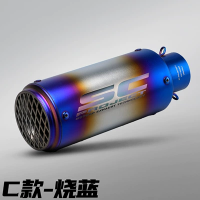 Motorcycle exhaust pipe — Stainless Steel Sc Standard Racing - network-port-burnt-blue-51mm