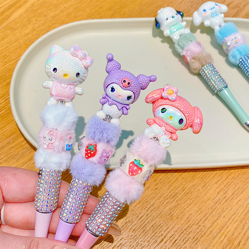 Sanliou peluche cristal flash rotativo bolígrafo neutro lindas chicas bolígrafo princesa dibujos animados chicas bolígrafo