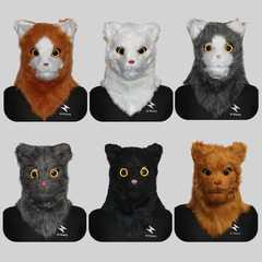 嘴巴可張開可愛貓頭套化妝舞會可張嘴動物面具萬聖節派對搞笑道具