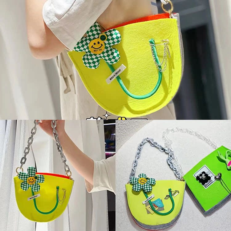 热销款潮玩DIY毛毡手提包网红爆款高颜值手提包设计出众包包