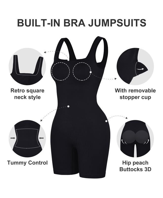 Seamless Square Neck One Piece Sport Romper