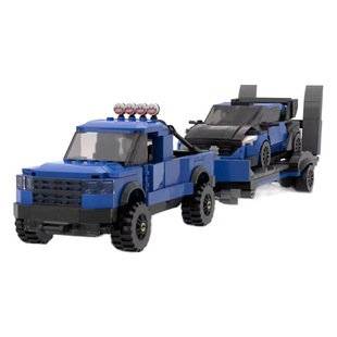 MOC-40332 compatible with Lego Ford F150 Raptor and Ford Fiesta WRC trailer assembling 8 grid building blocks