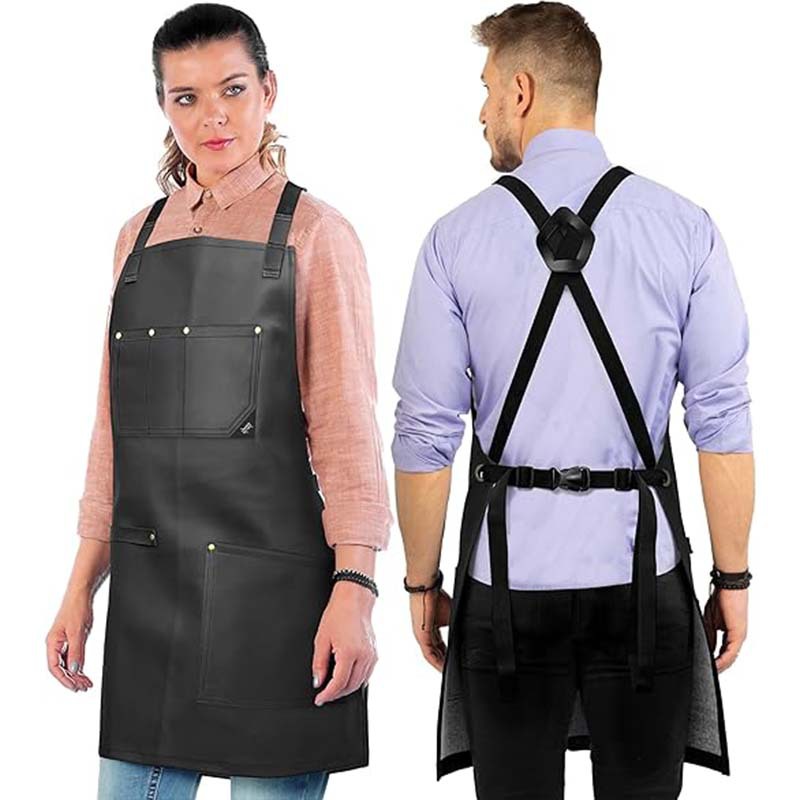 Transfronterizo Amazon delantal de piel logotipo personalizado horneado leche tienda de té manicuría barista ropa pu delantal al por mayor