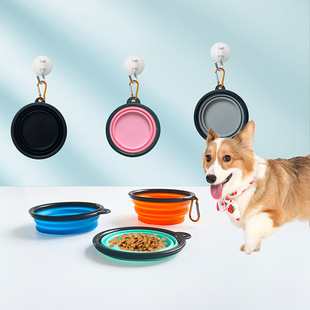 Amazon hot silicone pet folding bowl dog bowl hanging storage pet tableware factory in stock wholesale design