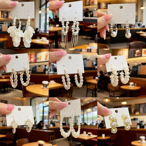 Goddess Style Simple Large Hoop Pearl Earrings, Elegant Lady Hoop Exaggerated Stylish Earrings, Design Accessible Luxury Earrings