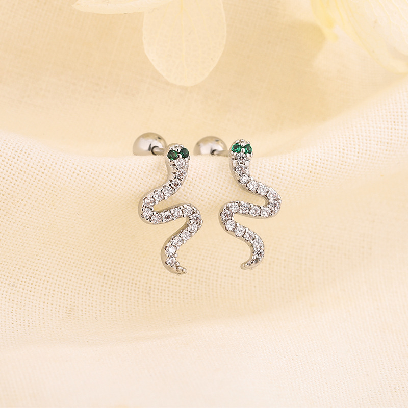 小眾設計小青蛇耳釘女2023新款潮高級感螺絲擰個性耳骨釘耳飾