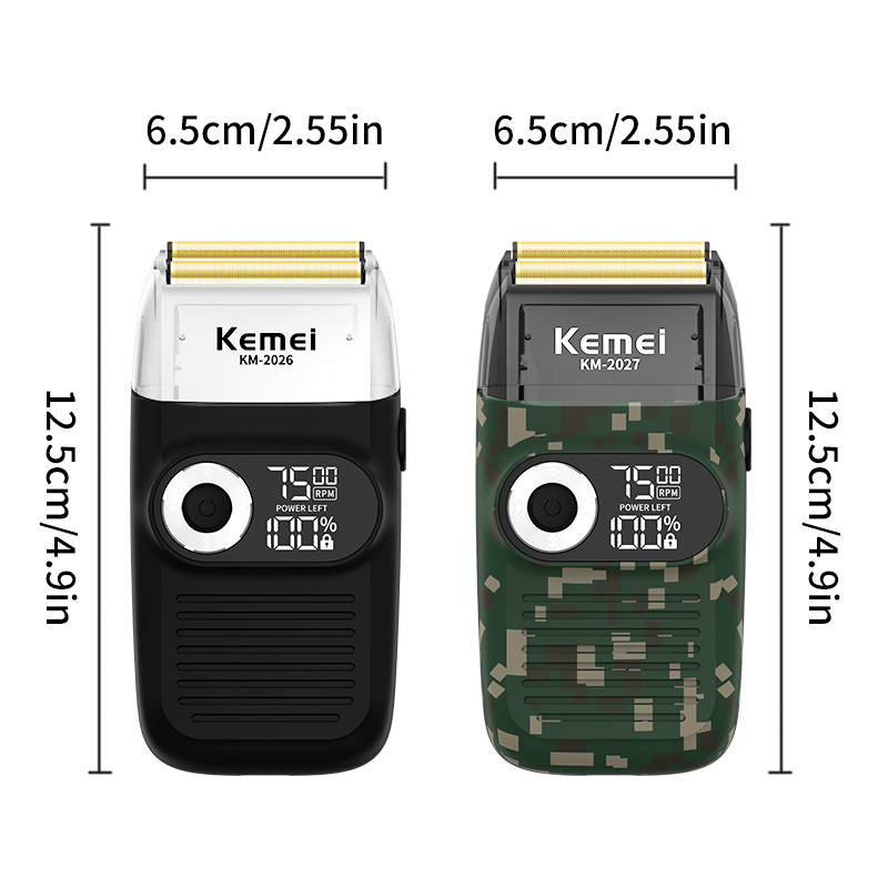 Afeitadora eléctrica Kemei, maquinilla de afeitar recíproca profesional, recargable, recortadora de barba y patillas para hombre KM-2026