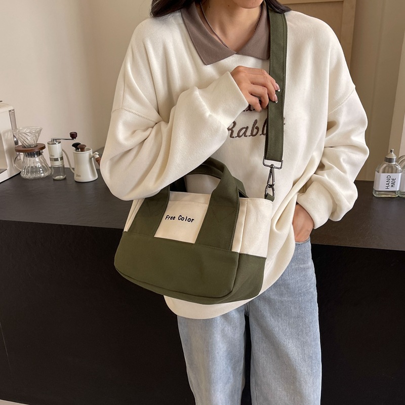 日本乐天高档帆布包便当包拉链16安帆布女包跨境新款单肩斜挎包