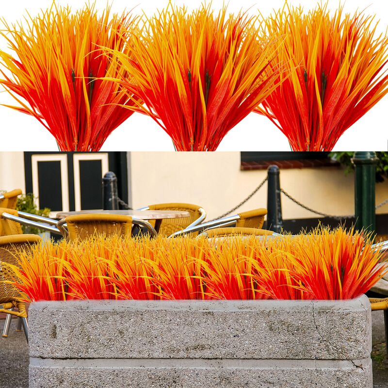 Artificial grass plant fake shrub plastic wheat grass 7 fork autumn V spring grass potted plant ornaments interior decoration Artificial grass plant fake shrub plastic wheat grass 7 fork autumn V spring grass potted plant ornaments interior decoration