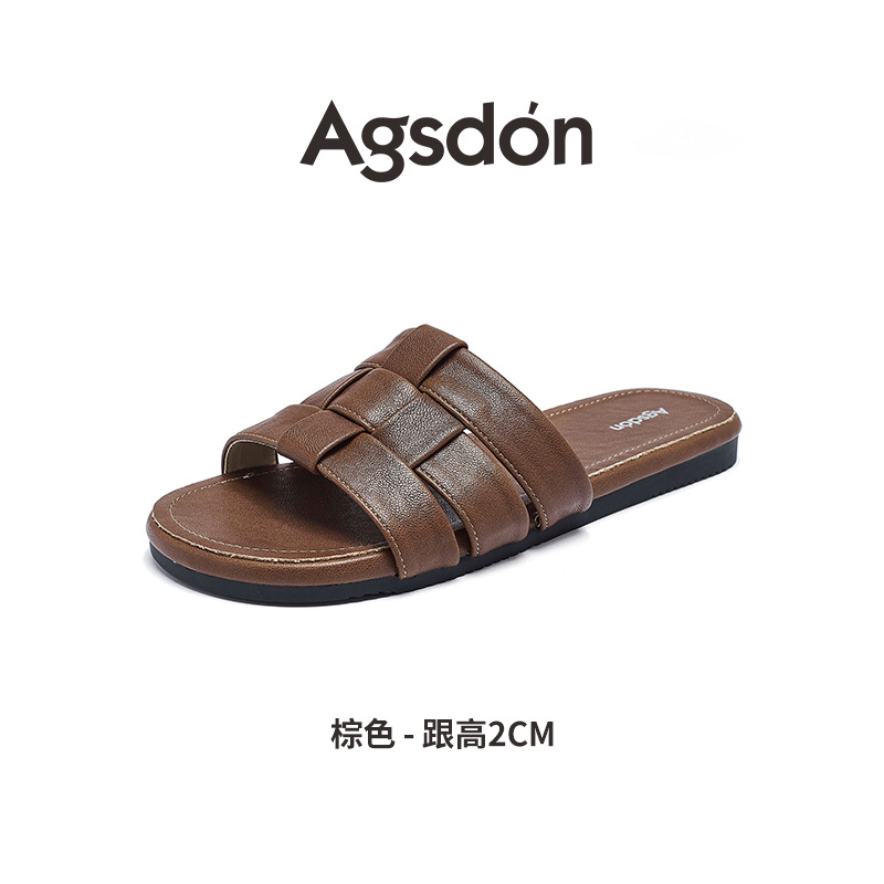 Zapatillas Augustion para mujer, 2025, nueva suela gruesa de verano con falda, sandalias y zapatillas de playa, pedal plano