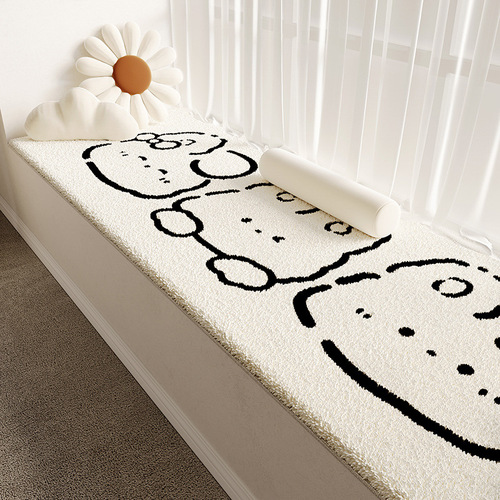 Cute Cartoon Bear Wool Blend Window Sill Pad Universal Four Seasons Window Sill Cushion Bedroom Balcony Absorbent Durable Mat